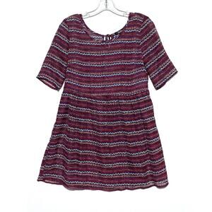 BeBop Scoop Neck Geometric Tie Neck Dress Women S Boho Prairie Hippie Rustic Y2K